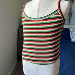 Red yellow green and black cropped tank top